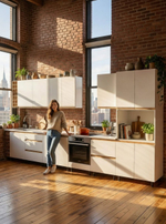 Кухонный модуль напольный, 60х57х220, Валенсия, шкаф-пенал для кухни, белый, Dipriz