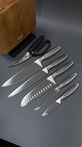 Набор из 5 кухонных ножей, ножниц и блока для ножей Vera