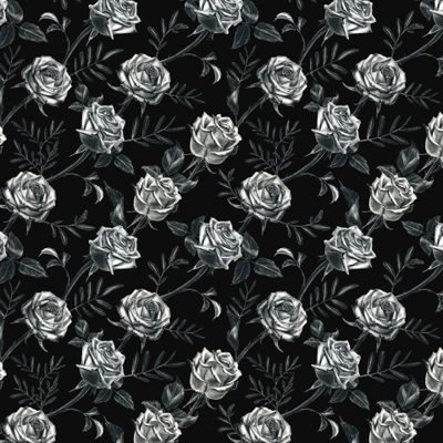 Графический паттерн ,Розы на черном