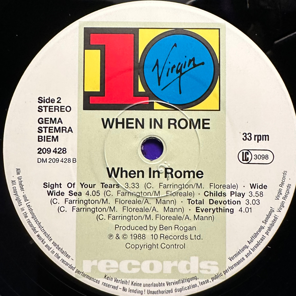 When In Rome - When In Rome (Европа 1988г.)