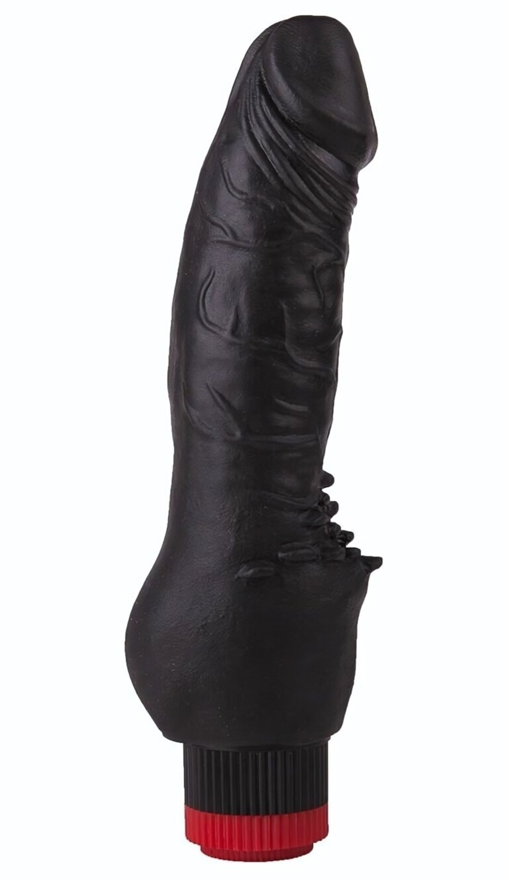 Чёрный виброфаллос с шипами у основания - 17,8 см. (Цвет: черный)
