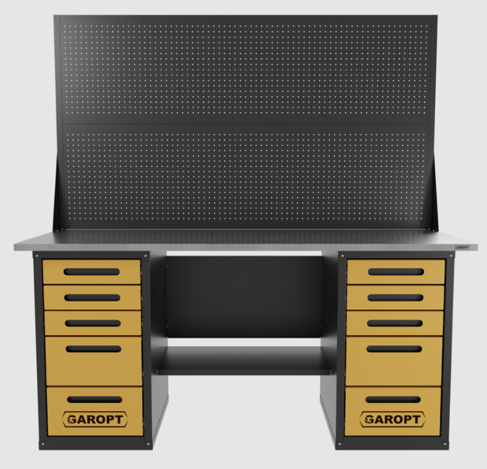 Верстак двухтумбовый 5 ящиков /5 ящиков с двумя экранами 1800*700 желтый GAROPT, GT1800Y5Y5PP2.yell