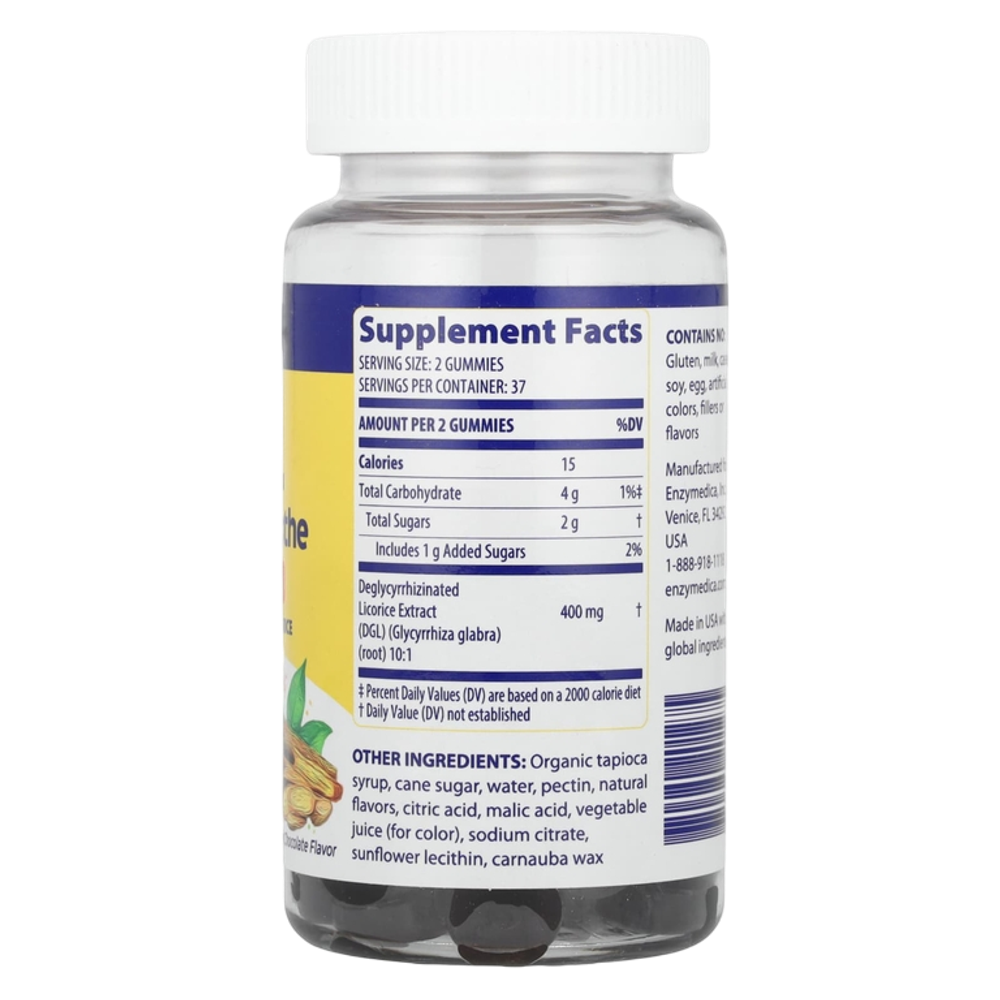 Enzymedica DGL Stomach Soothe Gummies 74 veg gummies, Экстракт солодки