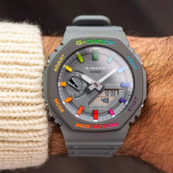 CASIO Men Liquid Crystal/Analog Dual Display Series Gray Watch GA-2100-1AERD