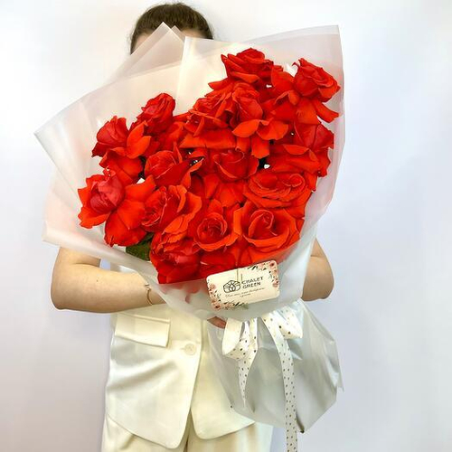 Монобукет из 15 французских роз Нина от Chalet Green. Монобукет 052 Chalet Green