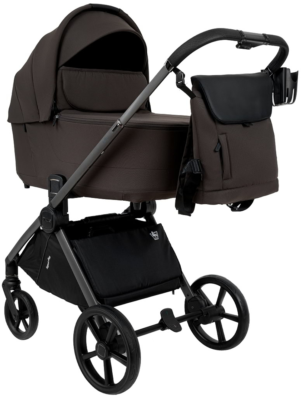 Детская коляска Pituso Teffy 4 в 1 с автокреслом Baesa Black с базой Turkish Coffee/Graphite