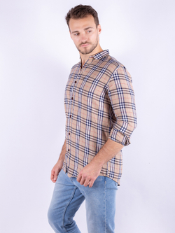 Рубашка мужская SWAN, беж/синий MLS 2201