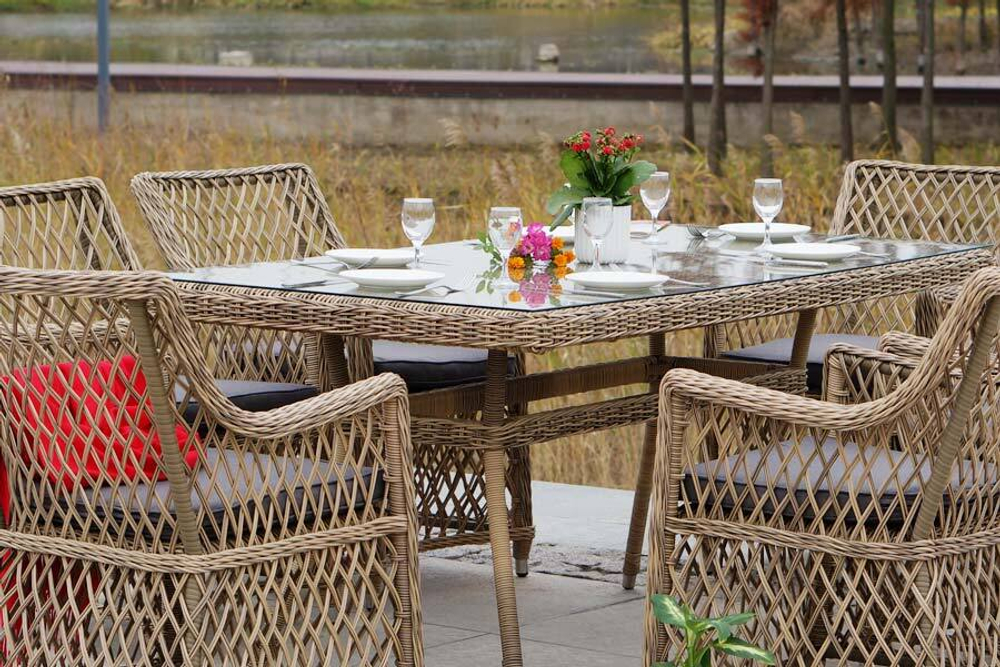 "Латте" обеденная группа плетеная, цвет соломенный