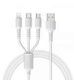 Кабель USB BOROFONE  BX16 3 в 1 для iPhone/Micro/Type C (белый) 1m