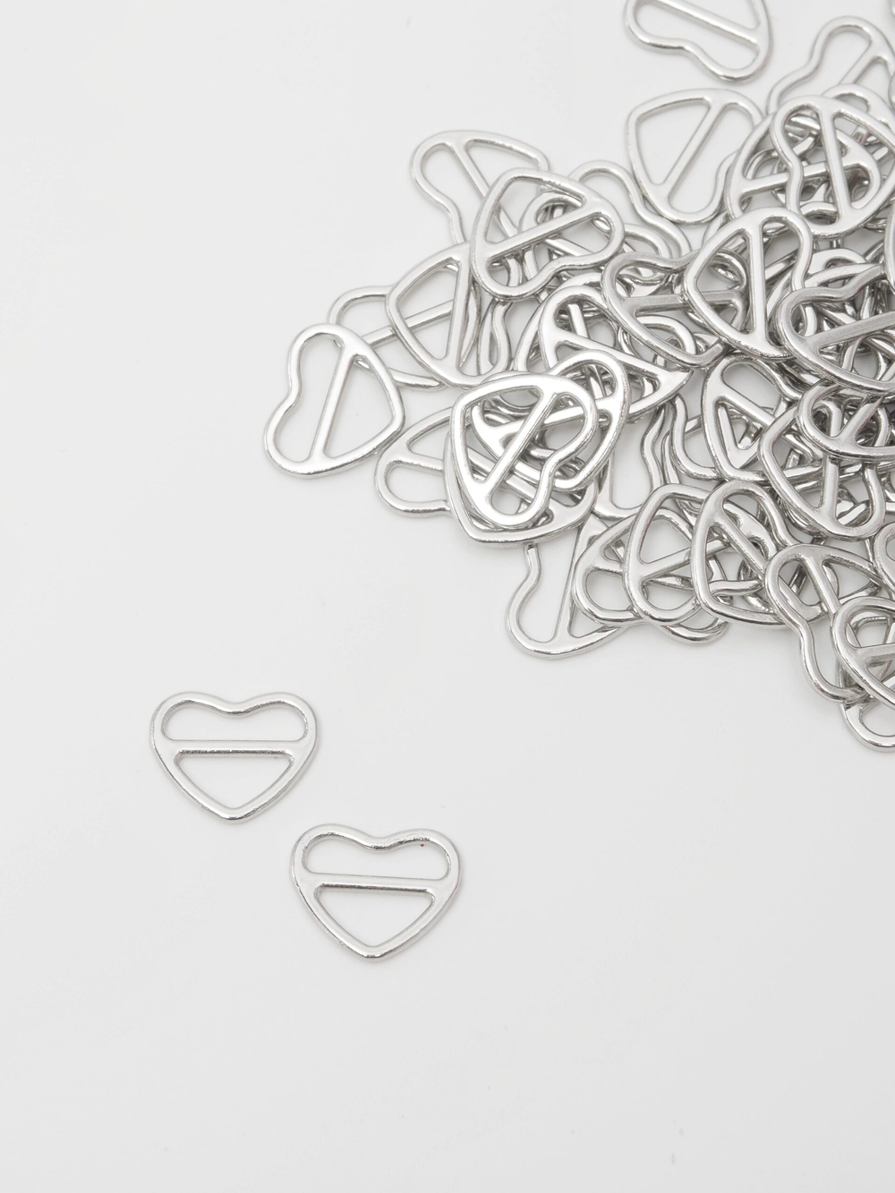 Регулятор для бюстгальтера сердечко серебро 0,8 см, 1 см