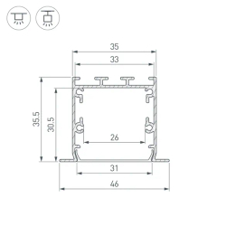 Профиль LINIA49-F-S-2500 ANOD (Arlight, Алюминий) 041871