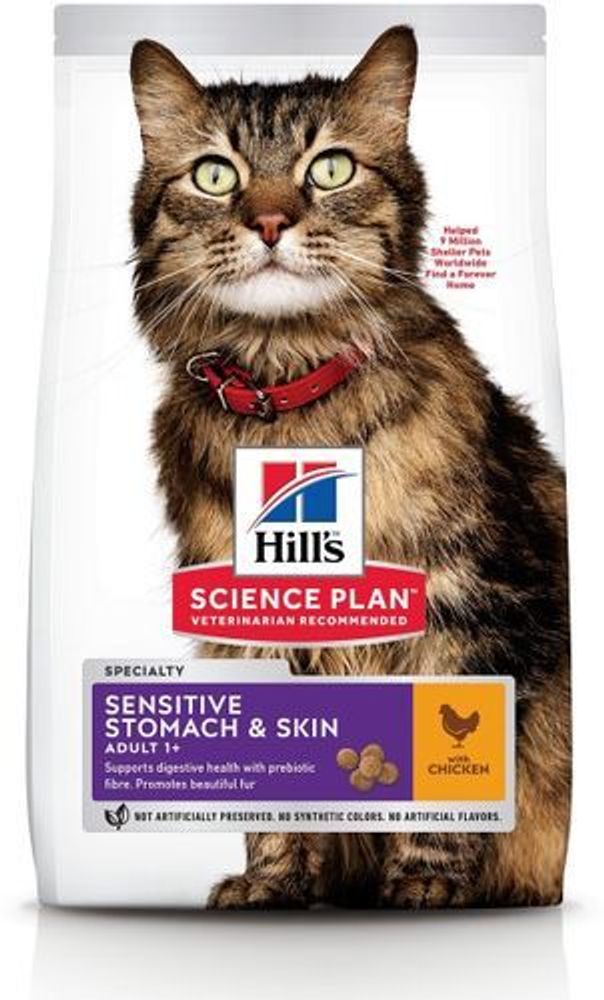 Сухой корм Hill&#39;s Science Plan Sensitive Stomach &amp; Skin для кошек с чувствительным пищеварением и кожей, с курицей 7 кг