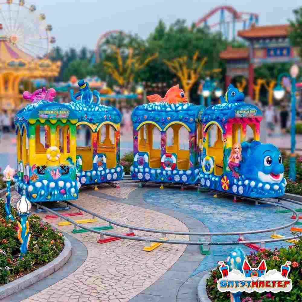 Аттракцион рельсовый для детей «В гости к русалке», 4 кабинки, 8 мест