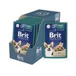 Влажный корм для собак BRIT PREMIUM пауч для взрослых собак всех пород, утка в соусе 14 упаковок по 85г