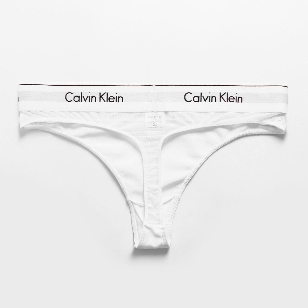 Женские трусы стринги белые в сетку Calvin Klein Women Modern Cotton