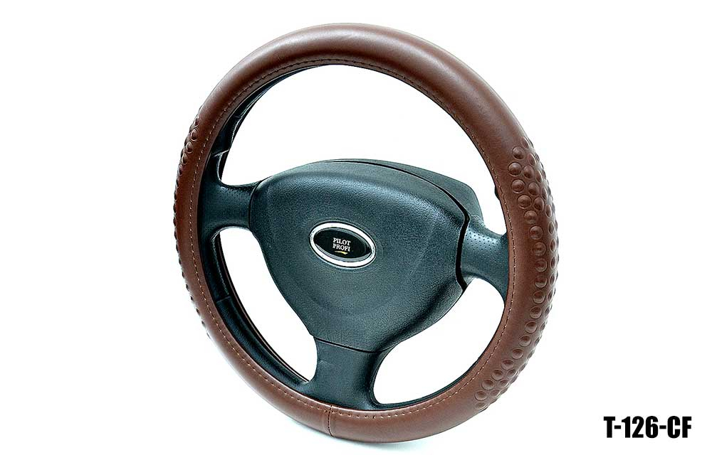 Оплетка на руль круглая Coolpart MAXIMAL (37*38) нат.кожа кофейный T-126-CF