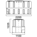 Емкость прямоугольная 2500л с откидной крышкой с клапанами Анион 2500 л. горизонтальная (2200x1100x1225см;желтый) - арт.559547
