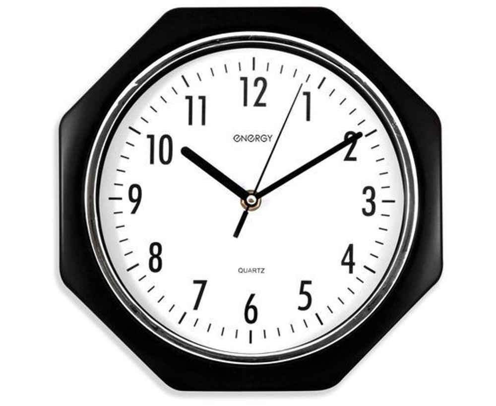 Часы настенные Energy EC-06, 24,5*24,5см (восьмиугол) плавный ход, пластик, АА*1шт нет в компл