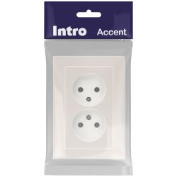 Розетка Intro Accent 6-204-06 2х2P, 16А-250В, IP20, СУ, AL/CU, перламутр