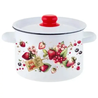 Кастрюля эмал цил Ягодки 4,5л ТМ Appetite