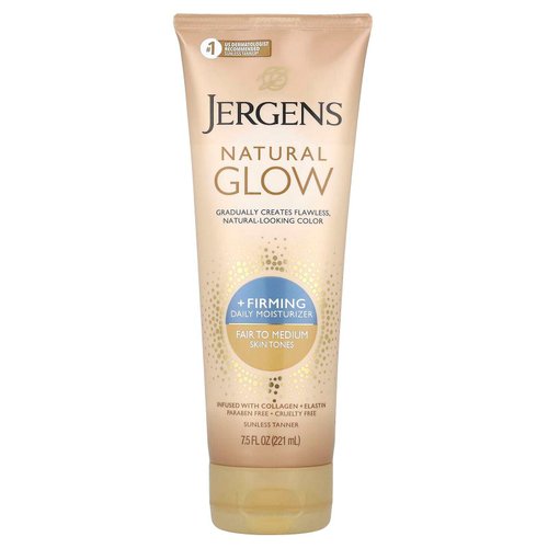 Jergens, Natural Glow, укрепляющее ежедневное увлажняющее средство, средство для загара без загара, от светлого до среднего, 221 мл (7,5 жидк. унц.)