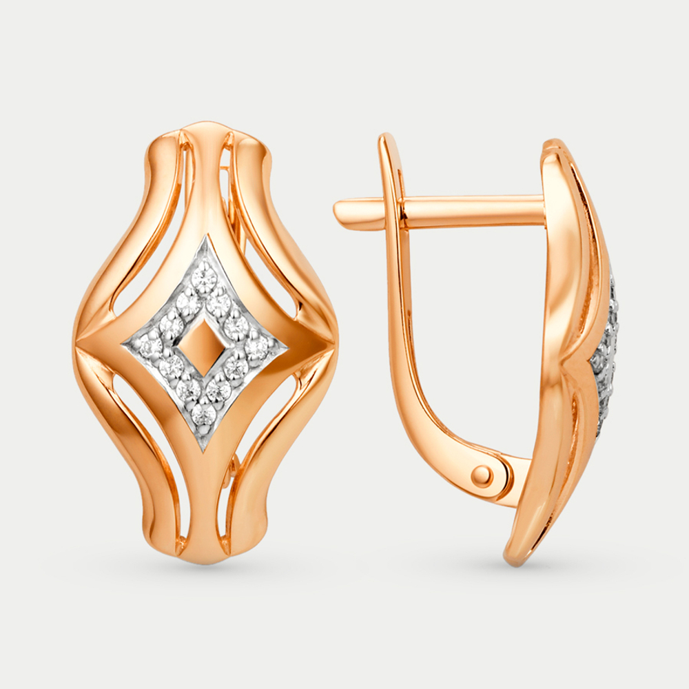 Серьги золотые с фианитами