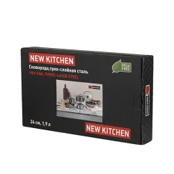 Сковорода 24/17,5 см h5 см New Kitchen Honeycombs нерж. с антиприг. покр. ИНДУКЦИЯ P.L.