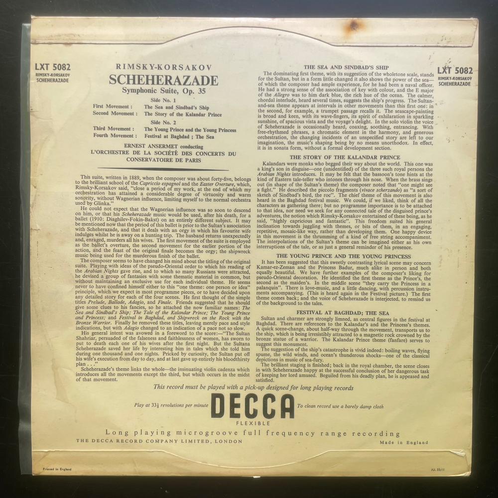Римский-Корсаков - Симфоническая сюита Шахерезады, соч. 35 (Англия 1955г.)