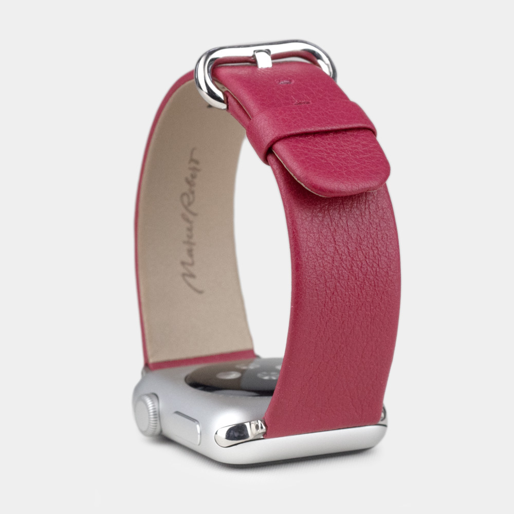 Ремешок для Apple Watch 44/45/46 mm из кожи теленка,  цвета малины
