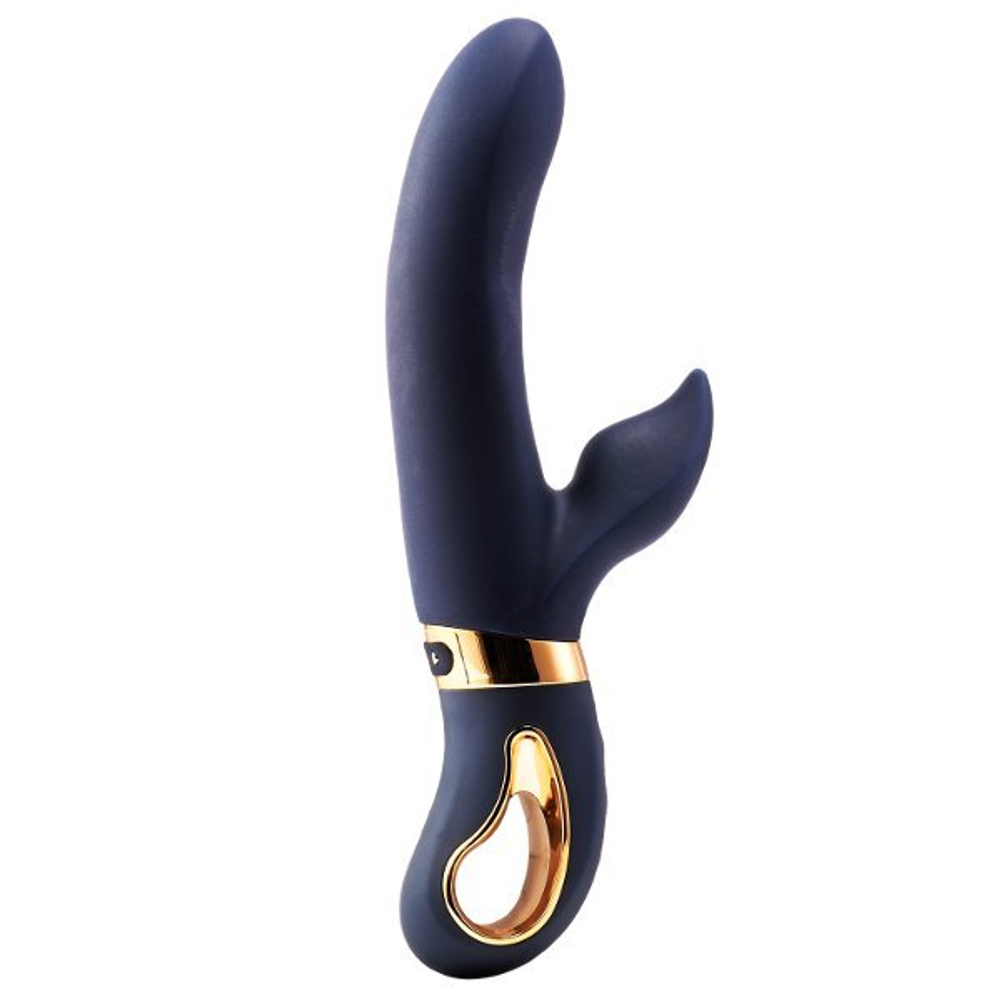 Темно-синий вибратор-кролик Atropos - 23 см. (Цвет: темно-синий)