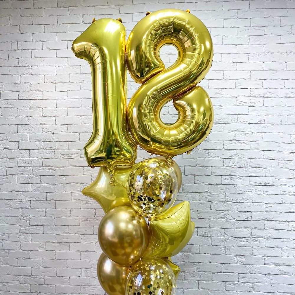 Композиция из воздушных шаров, Золотые шары с цифрами