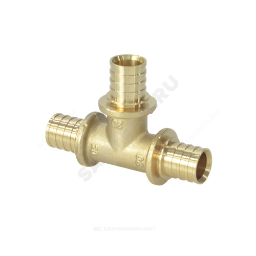 Тройник для PE-X труб аксиальный латунь Дн 16 РОС
