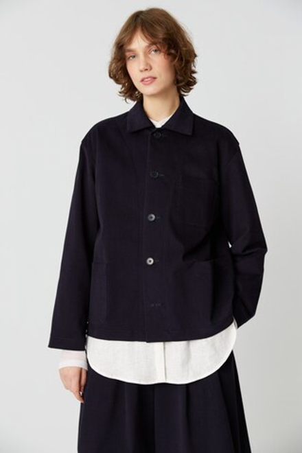 Жакет с тремя карманами из синего бархатистого хлопка