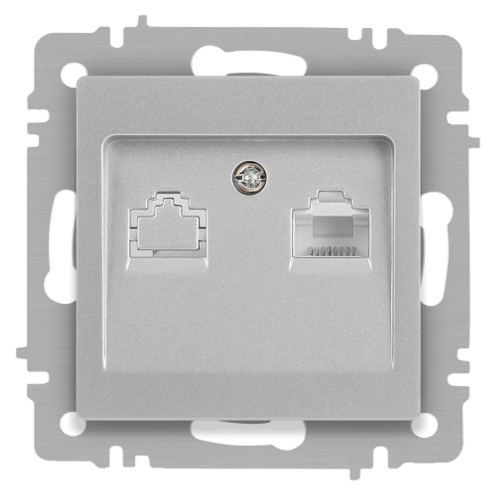 Розетка Intro Accent 6-303-03 информационная RJ45 IP20 СУ алюминий | Intro