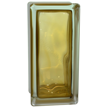 Стеклоблок Vitrablok Половинка Коричневый Волна 19x9x8 - окрашенный внутри