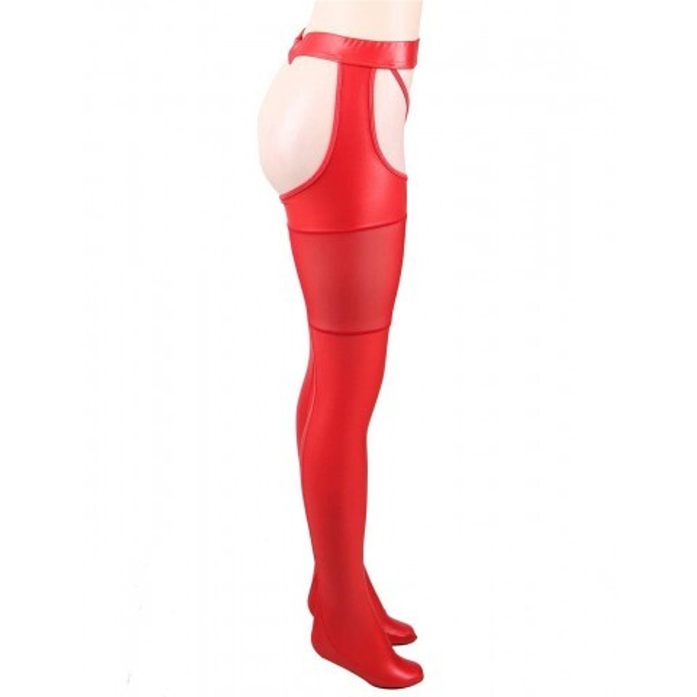 Кожаные чулки на поясе Ohyeah, красные