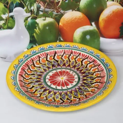 Тарелка глубокая 28см желтая Риштанская Керамика