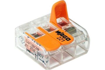 Клемма Wago с зажимами new 221-413 прозрачная original (в упак. 50шт.)