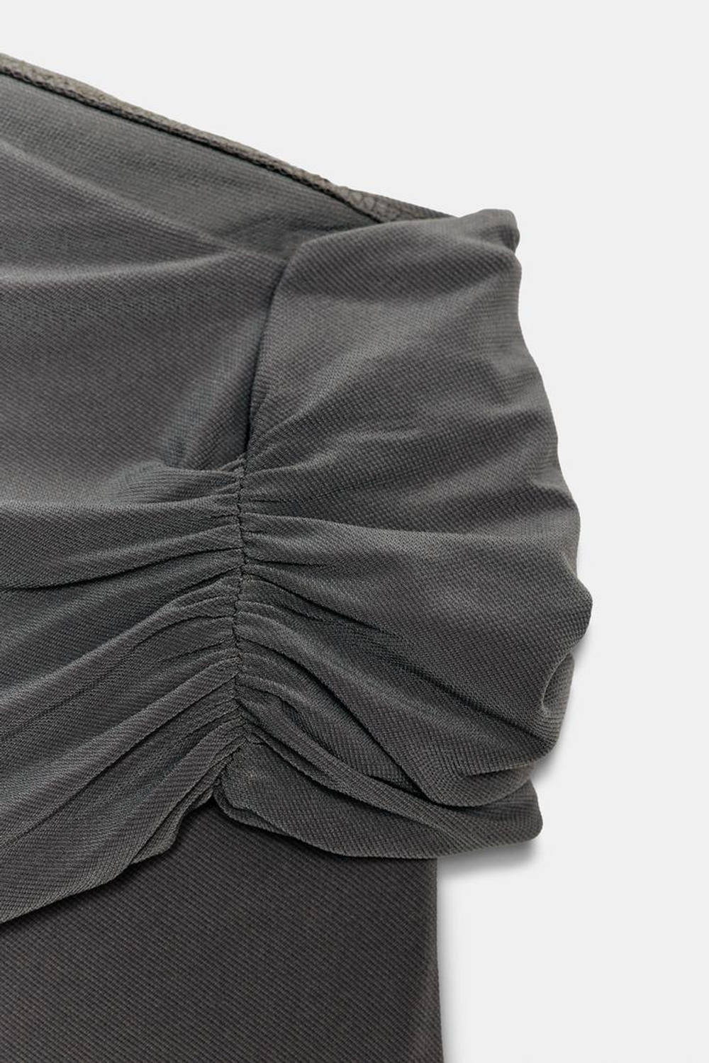 ZARA БОДИ АСИММЕТРИЧНОГО КРОЯ СО СБОРКАМИ, СЕРО-КОРИЧНЕВЫЙ