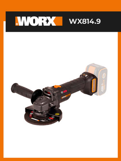 Угловая шлифмашина бесщёточная аккумуляторная WORX WX814.9