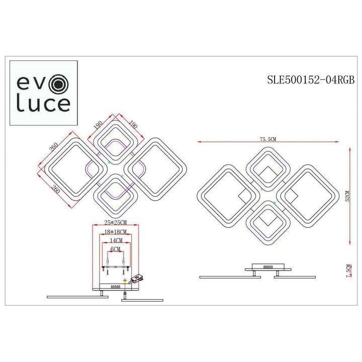 Потолочная светодиодная люстра Evoluce Samuro SLE500152-04RGB