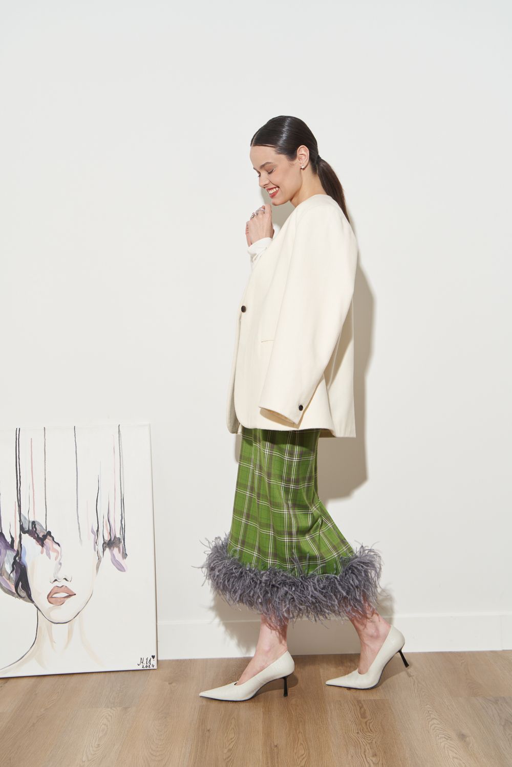 ЮБКА С ПЕРЬЯМИ ЯРКО-ЗЕЛЕНЫЙ|ШОКОЛАД|СЕРЫЙ