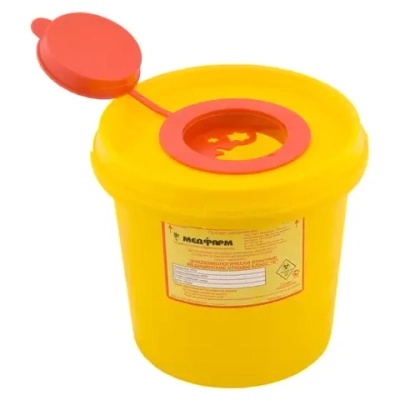 Контейнер для утилизации медицинских отходов МедФарм класс Б 1 л одноразовый