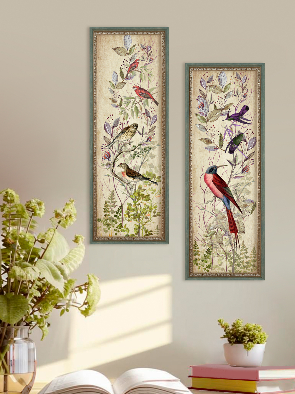 Картины на стену для интерьера в раме набор 2 шт 19*51 см