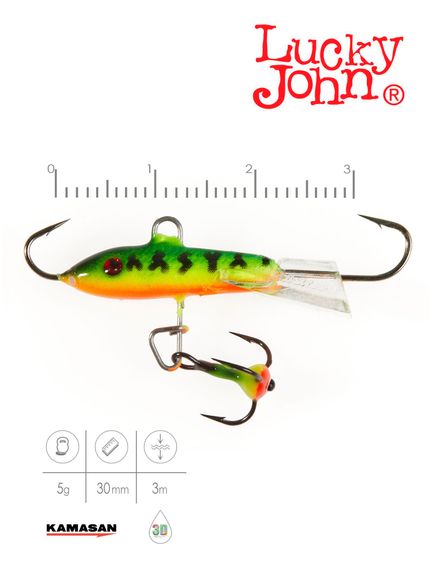 Балансир Lucky John CLASSIC 3 с тр. 30мм/20 блистер