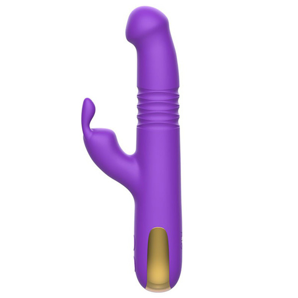 Фиолетовый вибратор-кролик 22,4см со стимулятором клитора и возвратно-поступательными движениями I-Moon Beauty MY-206 Purple
