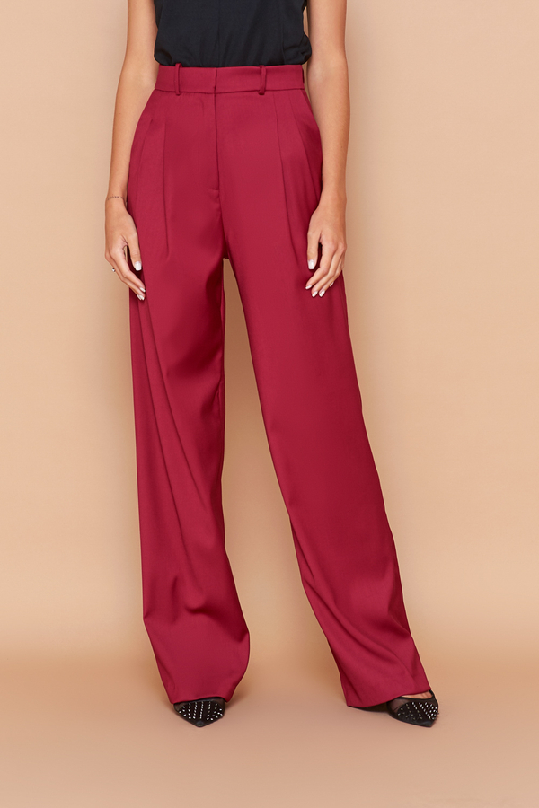 Брюки палаццо брусника