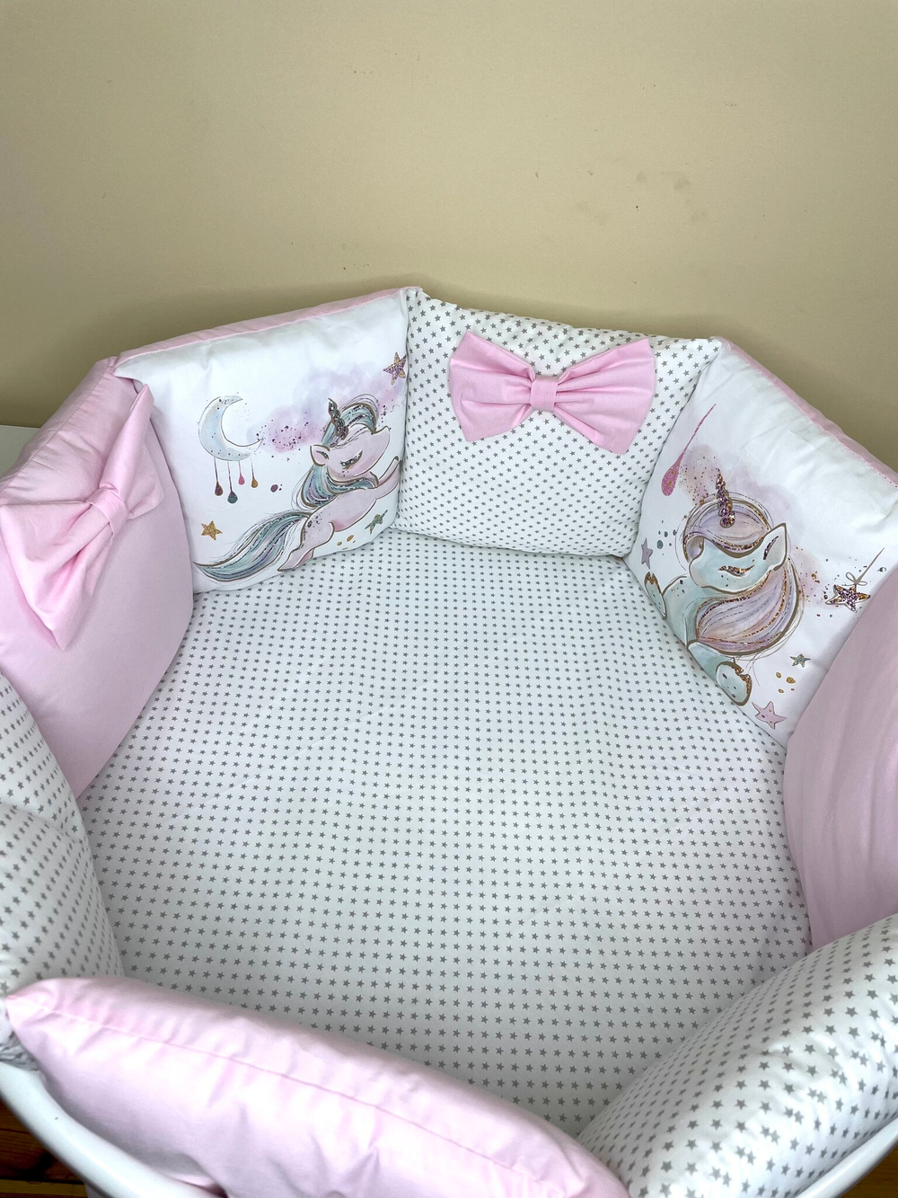 Комплект в кроватку 18 предметов "Единорожка", сатин