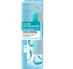 L'Oreal Paris аква-флюид Гений увлажнения для нормальной и склонной к сухости кожи лица, 70 мл