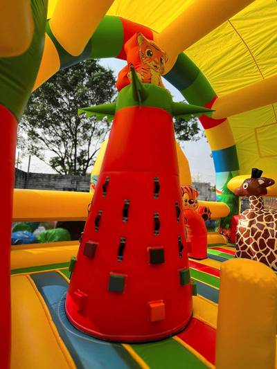 Коммерческий надувной батут «Страна Сафария» с крышей, 13*8*6 м